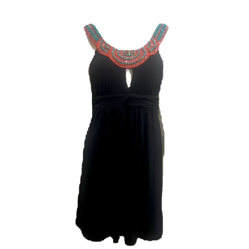 CANDIES BLACK BEADED FRONT MINI DRESS IN SIZE MEDIUM